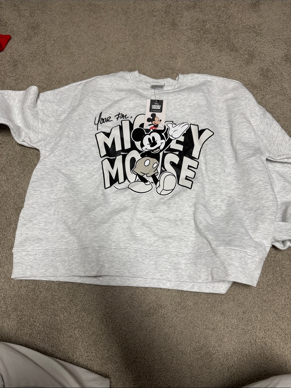 Disney Light Gray Mickey Mouse Graphic Kids Sweatshirt
